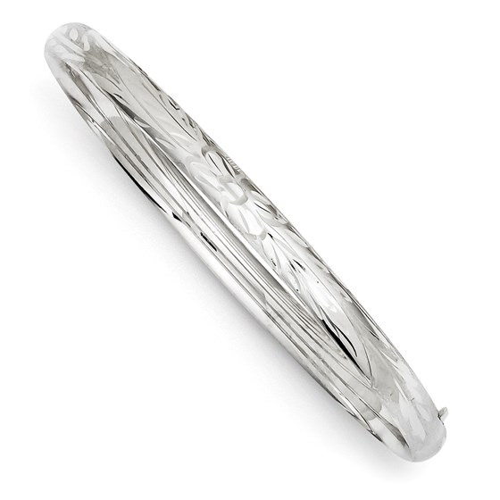 14k 3/16 White Gold Florentine Baby Bangle Bracelet 14k 3/16 White Gold Florentine Baby Bangle Bracelet